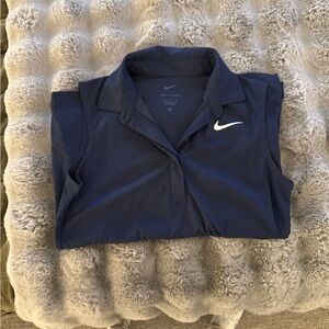 Nike Women's Navy Sleeveless Polo Shirt